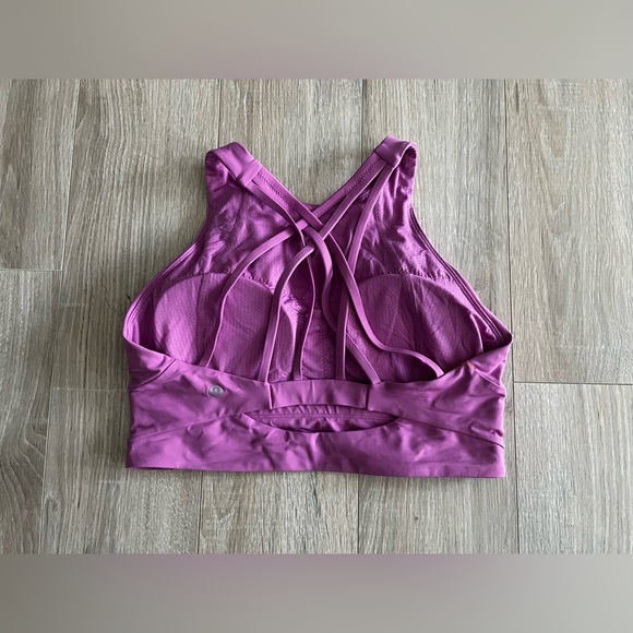 NWT Lululemon Free To Be Serene Bra High Neck Long Line Magenta Glow - Size 10 - Picture 6 of 8